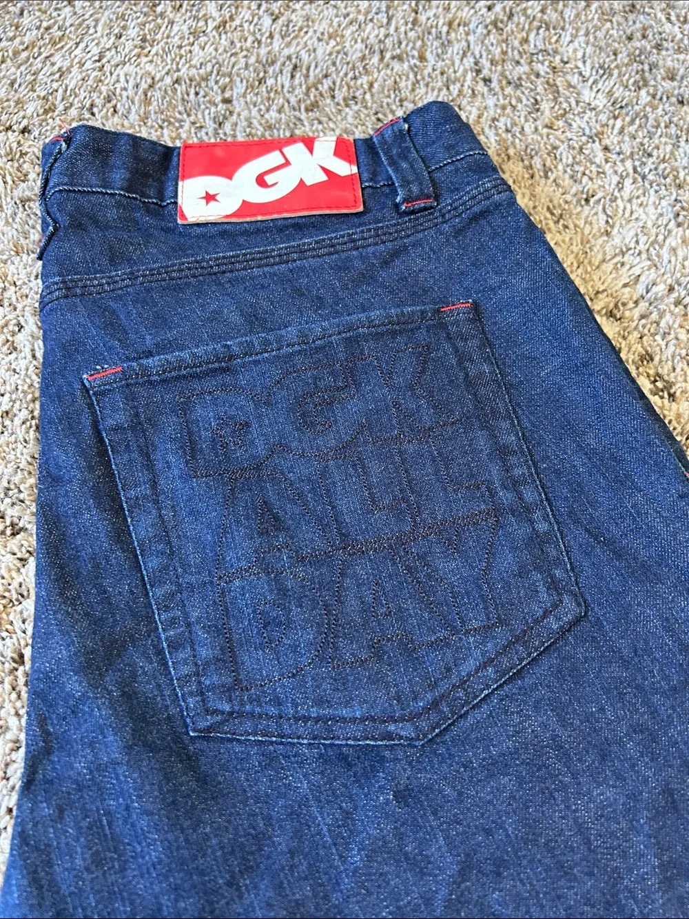 DGK Men’s Dark Blue Relaxed Jeans with Red Accent
